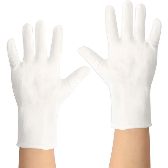 TELOLY 2 Pairs Cotton Gloves, White Gloves for Dry Hands, Moisturizing Gloves Overnight, Washable Spa Gloves 100% Cotton, 23Cm / 9 Inch Eczema Gloves, One Size Fit Most Cloth Gloves (2 Pair)