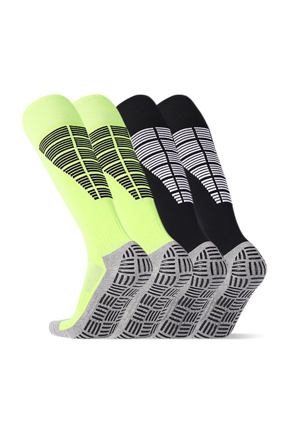 2026 New 2 Pairs Knee High Grip Football Socks Thicken Soccer Socks Athletic for Baseball Softball Football for Soccer Running Training Gym Outdoor