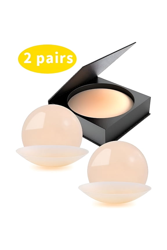 2026 New 2 Pairs Nipple Cover -Sticky Adhesive Silicone Nipple Pasties - Reusable Pasty Nipple Covers for Women for Party, Wedding, Swim, Evening, Casual with Travel Box