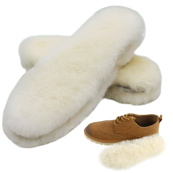 TELOLY 2026 New 2 Pairs Thick Sheepskin Fleece Insoles for Women, Warm Fluffy Wool Replacement Cozy Breathable Inner Soles for Shoes Boots Slippers Size 8 M Us Women