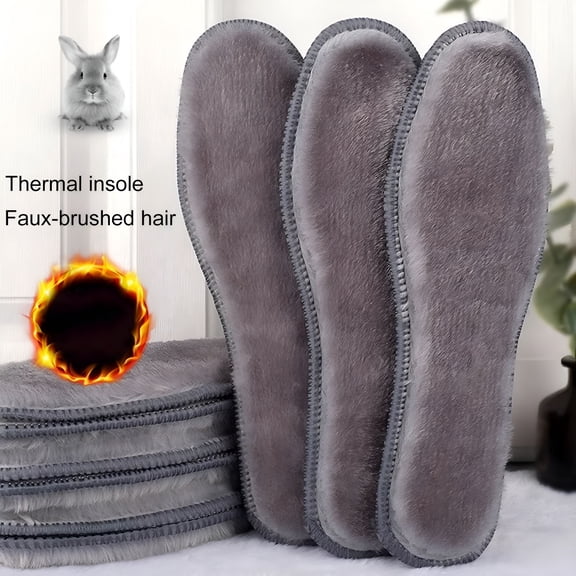TELOLY 2026 New 2 Pairs Winter Warm Plush Insoles Thicken Faux Fur Fleece Shoes Insert Fluffy Thermal Shoe Pads for Men Women Boot