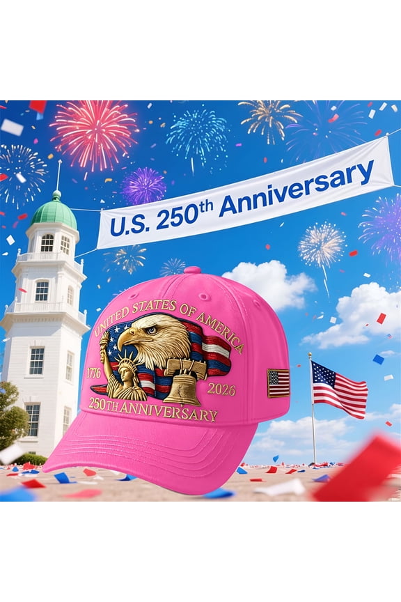 2026 New 250Th Anniversary Cap United States 250Th Anniversary Hat, Adjustable Bald Eagle Printed Patriotic Baseball Cap for Men Women for Outdoor, Sports, Travel, Casual Multi (Hot Pink)