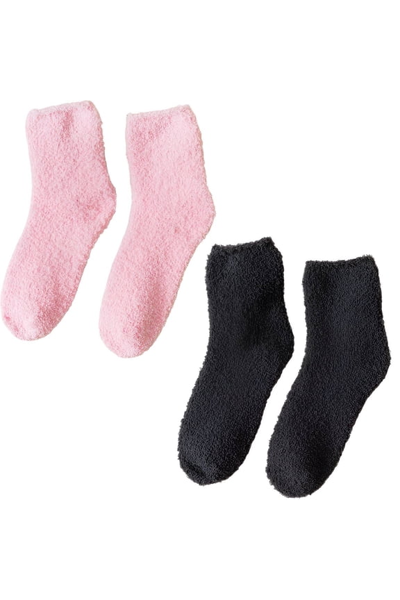 2026 New 2Pairs Fuzzy Socks for Women Cloud Like Cushioning Boot Socks Pillow Like Feel Knee High Socks for Women for Lounging Sleeping Home Relaxation Pink&Gray