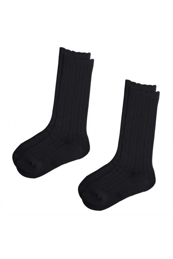 2026 New 2Pairs Girls Knee High Socks 140 160Cm Knee High Socks Below the Knee Length Knee Socks for School Casual Black L