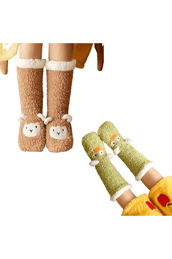 2026 New 2Pairs Socks Soft Fuzzy Socks for Maximum Comfort Cozy Long Socks for Winter Slip Free Socks for Safe Movement for Home Use Lounging Safe Indoor Walking Winter Relaxation