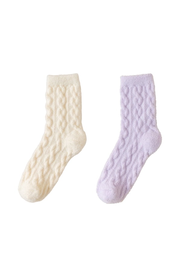 2026 New 2Pairs Socks Ultra Cozy Fuzzy Socks for Winter Comfort,Soft and Plush Long Socks for Relaxing at Home,Stylish Socks for Chilly Weather.,White and Purple