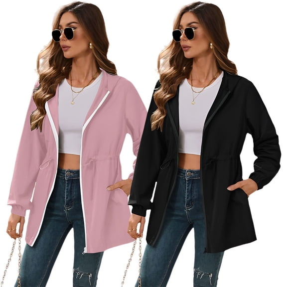 TELOLY 2026 New 2Pcs Rain Coats for Women,Shielding Hood Wind Breaker Jacket Womens,Women Rain Jacket