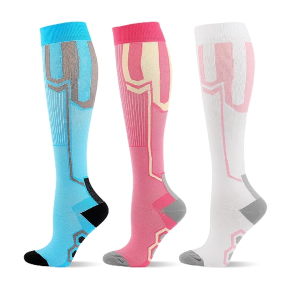 TELOLY 2026 New 3 Pairs Compression Socks Knee High Grip Soccer Socks Anti Slip Athletic for Baseball Softball Football for Soccer Baseball Softball Training Running