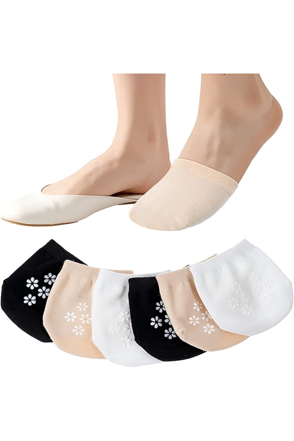 2026 New 3 Pairs Mule Socks Women, Half Socks for Women Mules No Show Toe Covers, Breathable & Non-Slip Liner Sock for Slides & Sandals for Casual,Work,Home,Travel,Black/Beige/White