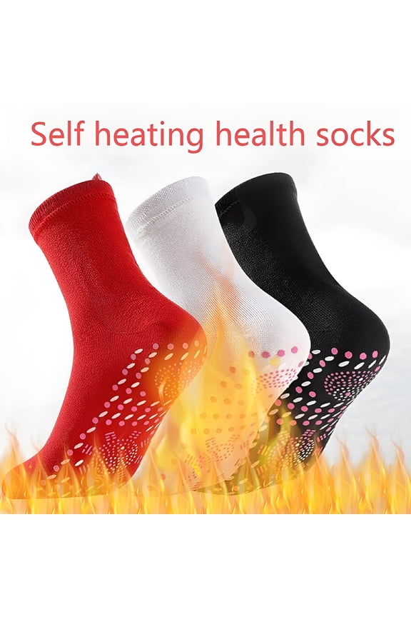 2026 New 3 Pairs Self Heated Socks, Winter Thermal Foot Warmer Socks Self-Heating Therapy Magnetic Socks for Outdoor Skiing Camping Heated Ski Socks