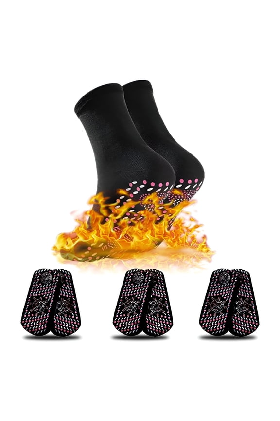 2026 New 3 Pairs Self Heated Socks,Winter Thermal Foot Warmer Socks Self-Heating Therapy Magnetic Socks for Outdoor Skiing Camping for Hiking,Fishing,Work,Outdoor Activities