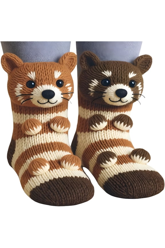 2026 New 3D Knit Animal Sloth Socks for Women, Cute Plush Animal Hug Socks, Long Stocking Socks for Christmas, Unisex for Home, Sleep, Lounge, Holiday