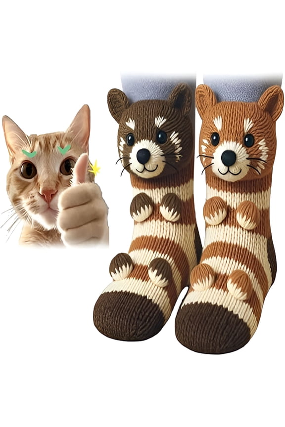 2026 New 3D Knit Animal Socks, Funny Christmas Compression Socks, Animal Sock for Kids Hand Crocheted, Cotton Sloth Sock Women, Animal Hugging Socks