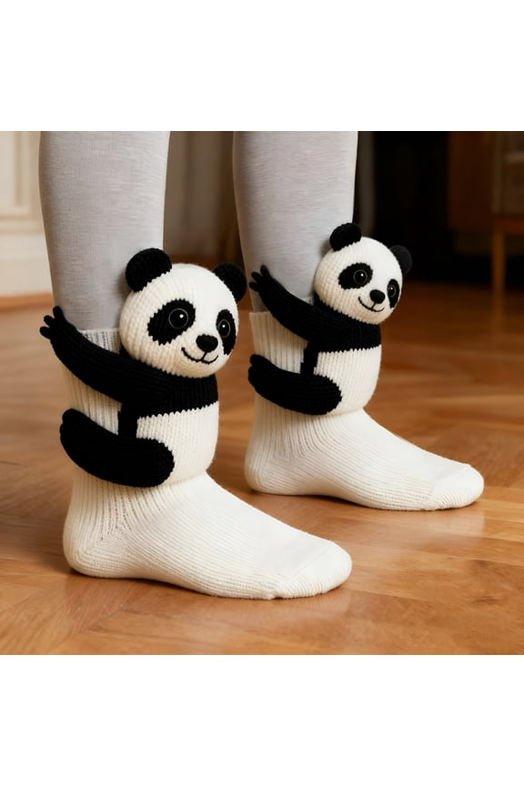 2026 New 3D Knit Animal Socks, Hand Crocheted Double Layer Warm Socks with Cow and Sloth Designs, Novelty Crew Socks for Women and Men, Animal Hugging Socks