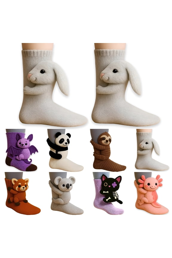 2026 New 3D Knit Animal Socks,Handcrafted Funny Animals Double-Knitted Cotton Cozy Winter Home Socks,Cute Handmade Cotton Animal-Themed Socks for Winter and Christmas,Novelty Gift