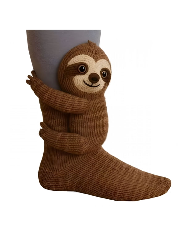 2026 New 3D Knit Animal Socks, Knit Animal Hug Socks, Winter Warm Thick Funny Christmas Socks Gifts for Women Men, Free Size, Sloth Socks Women for Casual,Home,Holiday,Party