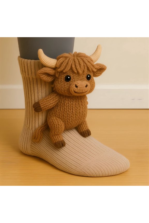 2026 New 3D Knit Animal Socks for Women - Hand Crocheted Soft, Warm Winter Socks, Cute Christmas Gift, 3D Socks for Cozy Lounging, Holiday Gifting, Casual Wear, Winter Relaxation