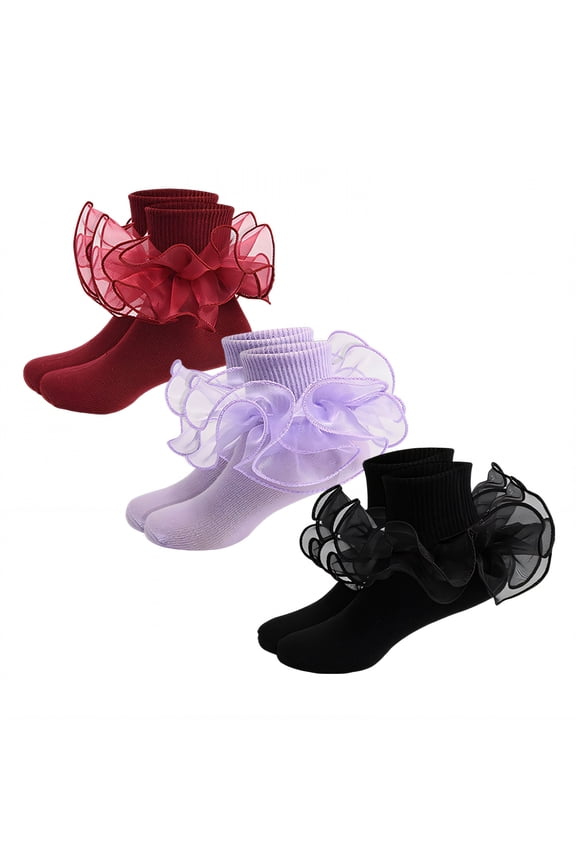 2026 New 3Pairs Kids Socks 1 3 Years Old Ruffle Socks Thin Cotton Socks Lace Socks Style3 12 15Cm for Daily Wear Playdates Baby Photoshoots Family Gatherings Spring Outings.