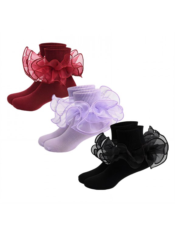 2026 New 3Pairs Kids Socks 1 3 Years Old Ruffle Socks Thin Cotton Socks Lace Socks Style3 12 15Cm for Daily Wear Playdates Baby Photoshoots Family Gatherings Spring Outings.