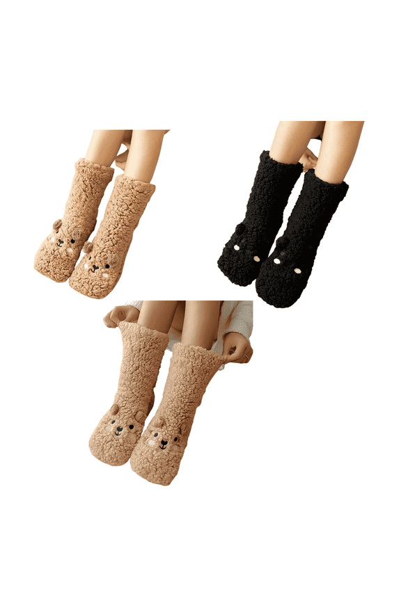 2026 New 3Pairs Socks 360 Heat Circulation Fuzzy Socks Anti Slip Design All Day Comfort Long Socks for Indoor Lounge Bedtime Style4