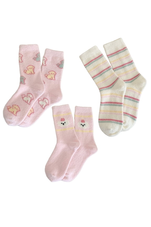 2026 New 3Pairs Socks Cloud Like Australian Wool Fuzzy Socks,Thick Long Socks for Cold Seasons,Non Slip Comfort Socks for Cozy Evenings,Style2