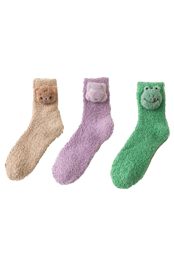 2026 New 3Pairs Socks Cozy Fuzzy Socks Breathable Coral Velvet Long Socks for Relaxation Style5 for Lounging Cozy Evenings Indoor Relaxation Winter Comfort Casual Wear