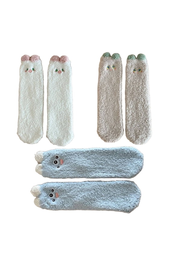 2026 New 3Pairs Socks Cozy Wear Fuzzy Socks Anti Pilling Soft&Warm Long Socks Style3 for Lounging Indoor Activities Home Relaxation Cold Weather Cozy Nights.