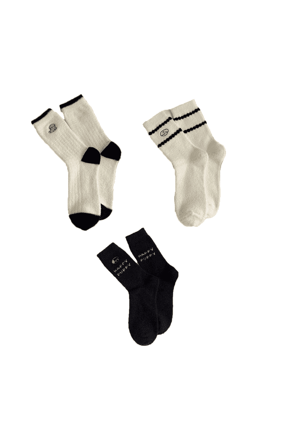 2026 New 3Pairs Socks Soft Fuzzy Socks for Winter Cozy Cartoon Dog Long Socks for Winter Adventures Style4 for Winter Hikes Cozy Days Snow Days Playful Moments Outdoor Adventures