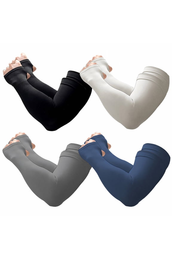 2026 New 4Pairs Arm Sleeves,Soft Wrap UPF50+ Nylon Mangas Para El Sol Para Hombre,Cool Feeling 15" Arm Sleeves for Women,Multicolor2