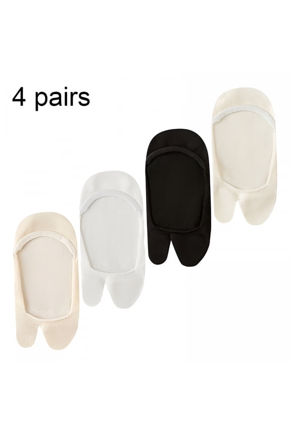 2026 New 4Pairs Invisible Tabi Socks Women No Show Socks Flip Flop Socks,Low Cut Ladies Japanese Split Toe Socks Invisible Two Toe Socks Boat Sock