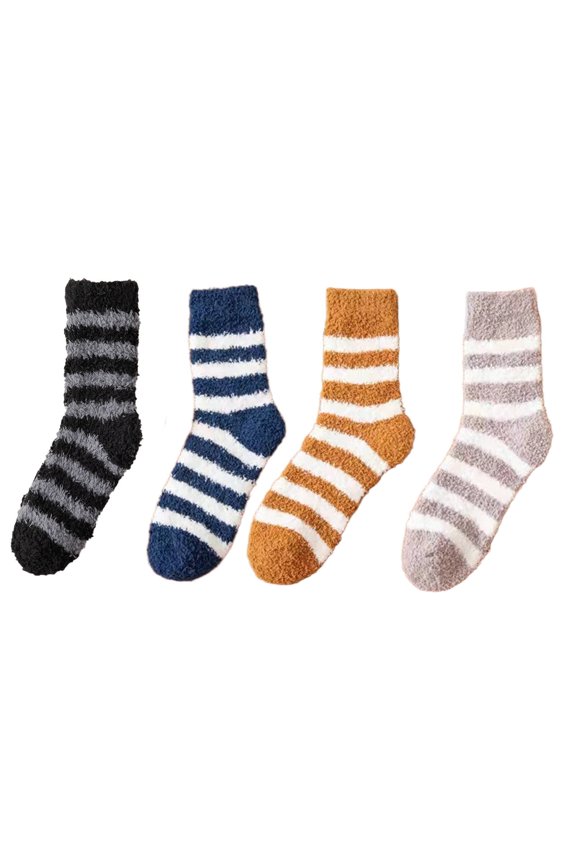 2026 New 4Pairs Socks Moisture Wicking Tech Fuzzy Socks Great Breathability Stay Fresh Long Socks for Home Bed Relax Style4