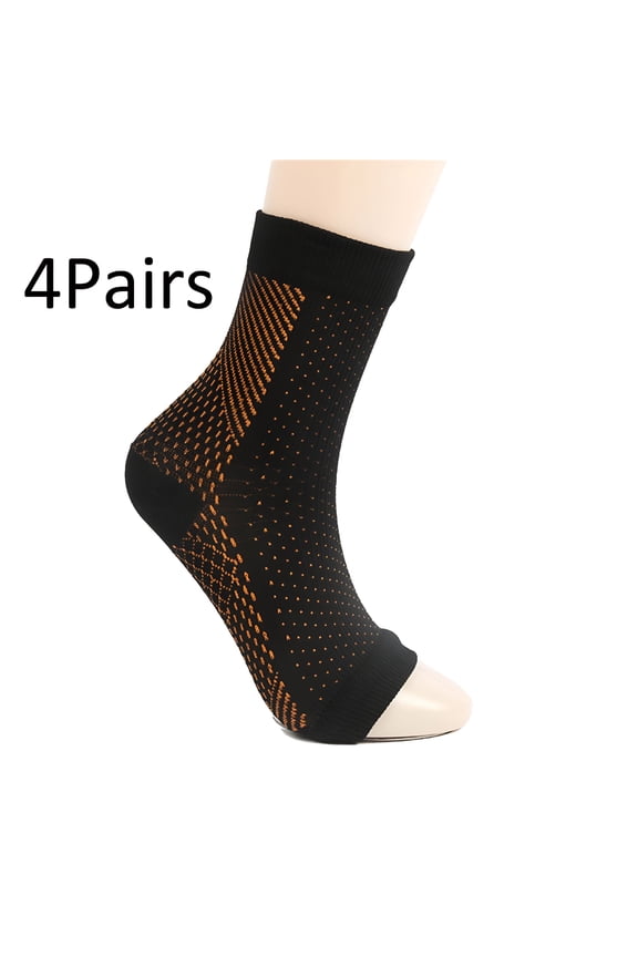2026 New 4Pairs Soothe Relief Socks for Neuropathy Pain, Neuropathy Socks for Women for Relief Swollen Feet & Ankles & Plantar Fasciitis (Orange, S/M)