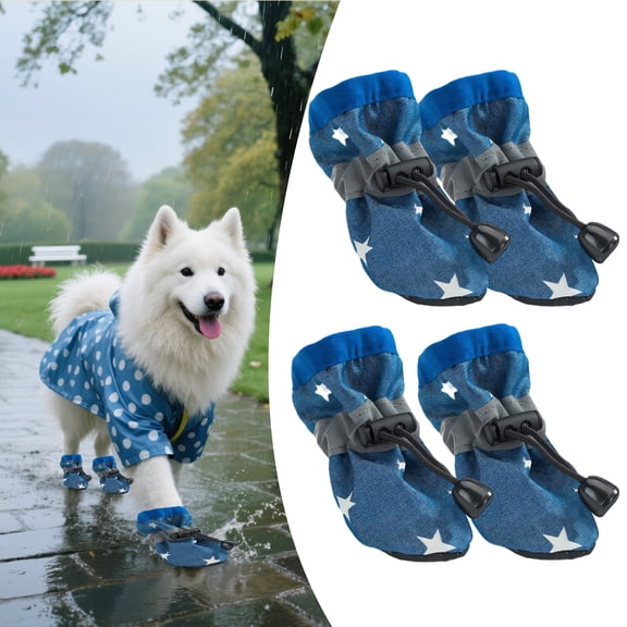 TELOLY 2026 New 4Pcs Small Dog Booties - Reflective Strips, Anti-Slip Sole, Paw Protectors, Style 1,For Outdoor Walks,Nighttime Visibility,Slip Prevention,Comfort,Protection
