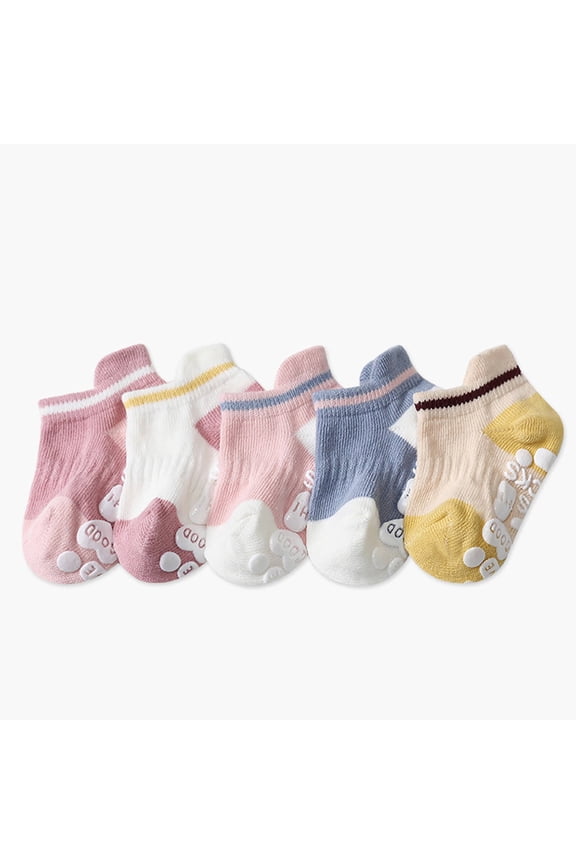 2026 New 5 Pairs Grip Socks Supportive Non Slip Socks Thin Breathable Toddler Socks Pink Xl for Playtime Indoor Activities Gymnastics Dance Early Walking.