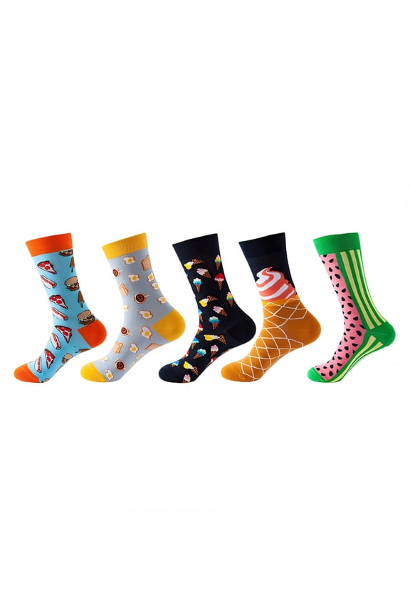 2026 New 5Pairs Boot Socks for Women Mid Calf Length Womens Crew Socks Fall Winter Edition Men Socks Combination1 for Fall Winter Outdoor Activities Hiking Casual Wear Cozy Comfort
