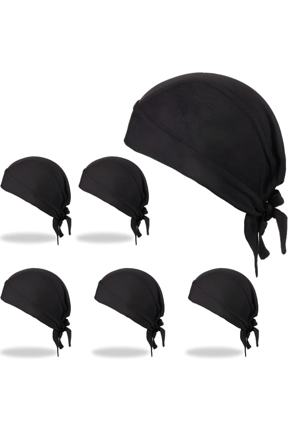2026 New 6 Pack Sweat Wicking Beanie Cooling Durags Skull Cap Motorcycle Head Wrap Bandana for Men Women for Biking, Running, Gym, Hiking, Motorcycling, Outdoor