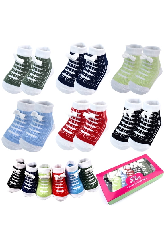 2026 New 6 Pairs Baby Infant Girl Cotton Newborn Boy Ankle Socks 0-6 Months Toddler Socks for Sleep, Stroller, Crib, Playtime, Daily Wear