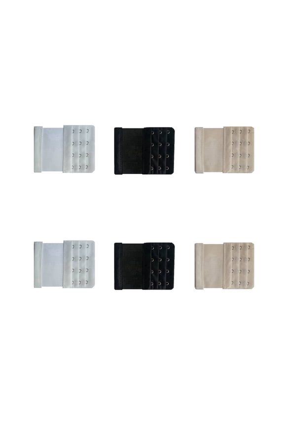 2026 New 6 Pcs Bra Extender 3.8" Elastic Stretch Three Row and Four Fasteners Bra Extension Strap Skin Friendly Fabric Bra Back Extender for Daily Wear Exercise Multicolor