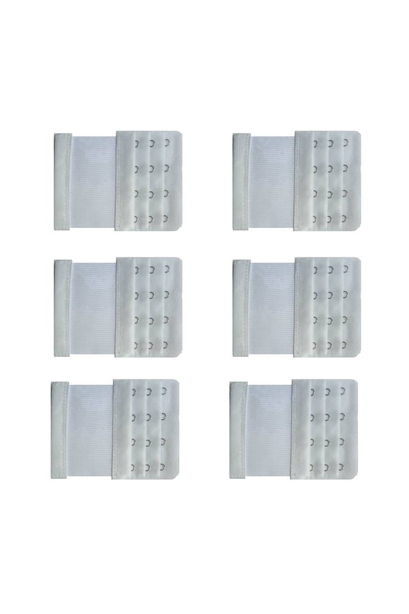 2026 New 6 Pcs Bra Extender 3.8" Elastic Stretch Three Row and Four Fasteners Bra Extension Strap Skin Friendly Fabric Bra Back Extender for Everyday Travel White