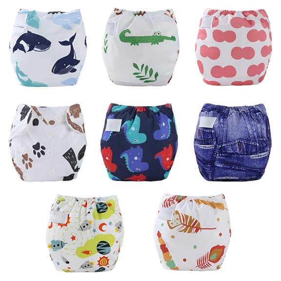 TELOLY 2026 New 8 Sizes Baby Infant Reusable Breathable Washable Cloth Diaper Kids Cartoon Nappy Cover Diapers for Baby Care,Daily Use,Home,Travel,Nursery