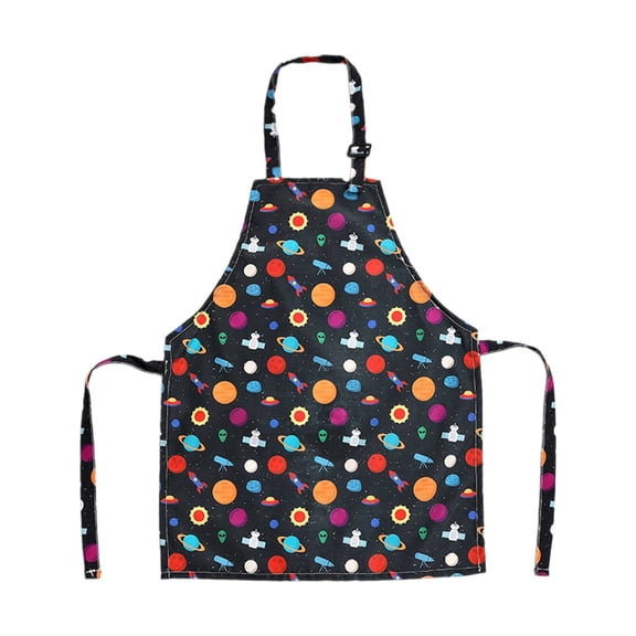 TELOLY 2026 New Apron Quality Craftsmanship Kids Apron Soft & Comfortable Kitchen Apron Canvas with Black Space Pattern for Cooking Baking Painting Crafting School