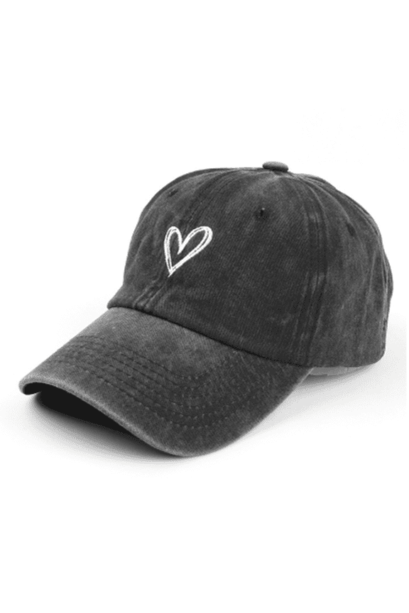 2026 New Baseball Cap Korean Version for Men and Women Versatile Heart Embroidered Hat Maga Hat Spring and Summer Washed Distressed Baseball Cap Sun Hat,Black