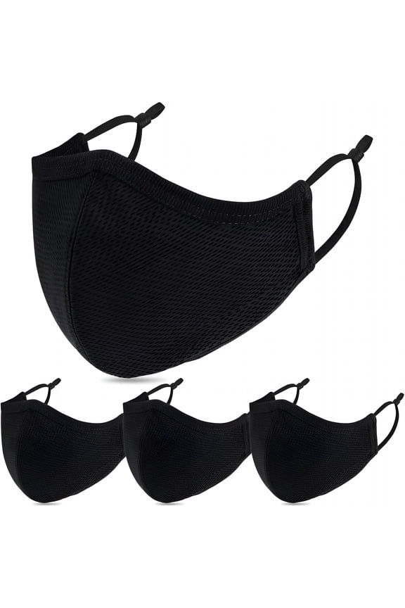 2026 New Black Cloth Face Mask, 3 Ply Material, Reusable Fabric Washable for Men Women Adult for Outdoor, Travel, Work, Shopping, Exercise, Large Pack 6