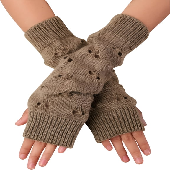 TELOLY 2026 New Brown Long Fingerless Gloves, Arm Warmers, Goth Punk Gloves, Emo Accessories, Brown Arm Warmers for Alternative Fashion, Goth Outfits, Casual Wear, Winter Layering, Cosplay Events