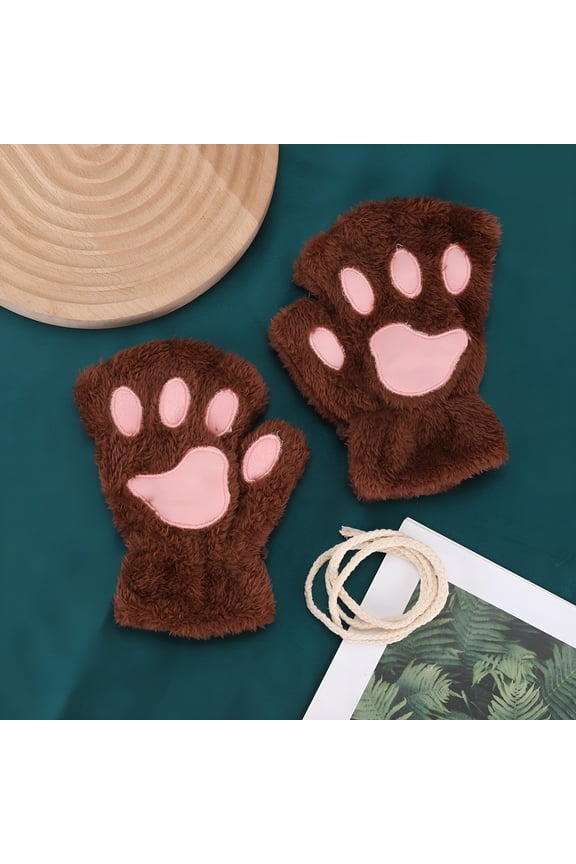 2026 New Cat'S Paw Gloves Cosplay Faux Fur Plush Cat Gloves Lion Paw Fingerless Gloves for Girls Ladies for Cosplay, Costumes, Themed Parties, Photo Shoots, Playful Outfits, Halloween Events
