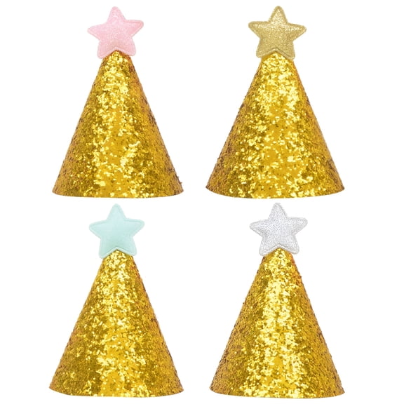 TELOLY 2026 New Cloth Golden Party Hat Kids Birthday Party Hats Boys Girls 4Pcs 3In for Birthday,Party,Holiday,Celebration,Carnival