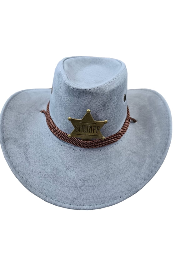 2026 New Cowboy Hat,Lightweight Suede Wide Brim Cowgirl Hat for Summer Comfort,Stylish Safari Hat with Windproof Strap Design,Gray
