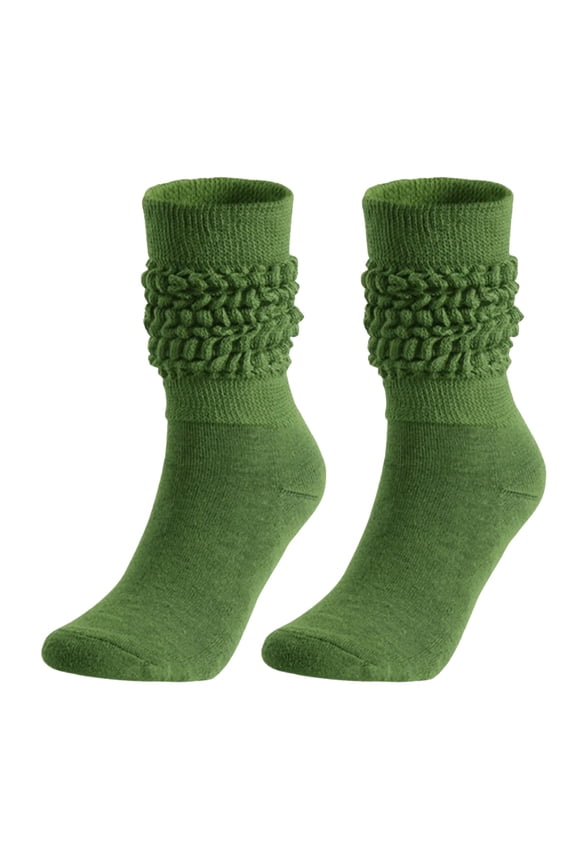2026 New Crew Socks Slouch Socks Medium High Tube Bubble Socks Fashionable and Versatile Socks Men and Women Socks of the Same Style Fluffy Socks Cotton Socks Green One Size