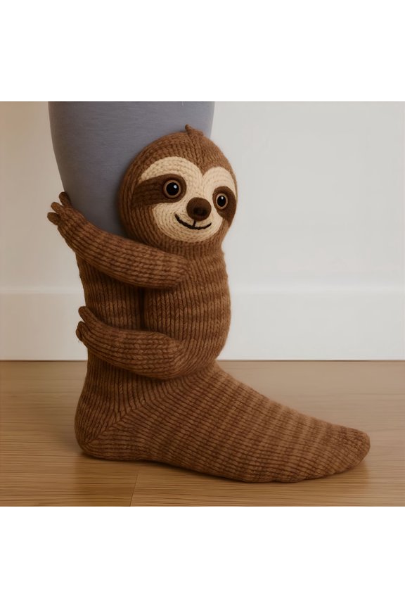 2026 New Cute Sloth Artificial Animal Knitted Socks - Soft Warm Winter Footwear, Unique Sloth Design, Comfortable for Home Wear, Fun Holiday Socks, A Pair