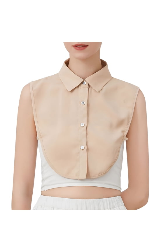 2026 New Detachable Dickey Collar Women Solid Ruffle Blouse with False Collar Half Elastic Waist Shirt Collar Womens Dickie Collar